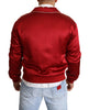 Dolce & Gabbana Red Silk Button DG Logo Bomber Jacket - GENUINE AUTHENTIC BRAND LLC  
