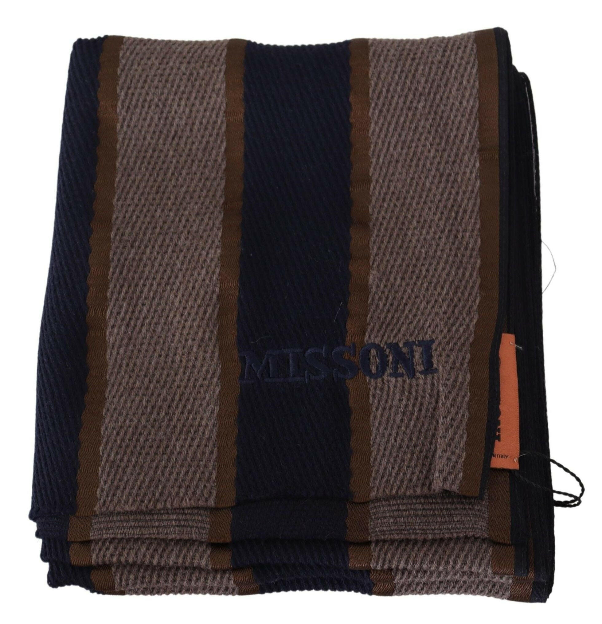 Missoni Brown Wool Striped Unisex Neck Wrap Shawl Scarf - GENUINE AUTHENTIC BRAND LLC  