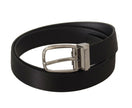 Dolce & Gabbana Black Calf Leather Silver Logo Metal Buckle Belt - GENUINE AUTHENTIC BRAND LLC  