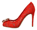 Dolce & Gabbana Red Taormina Lace Crystal Heels Pumps - GENUINE AUTHENTIC BRAND LLC  