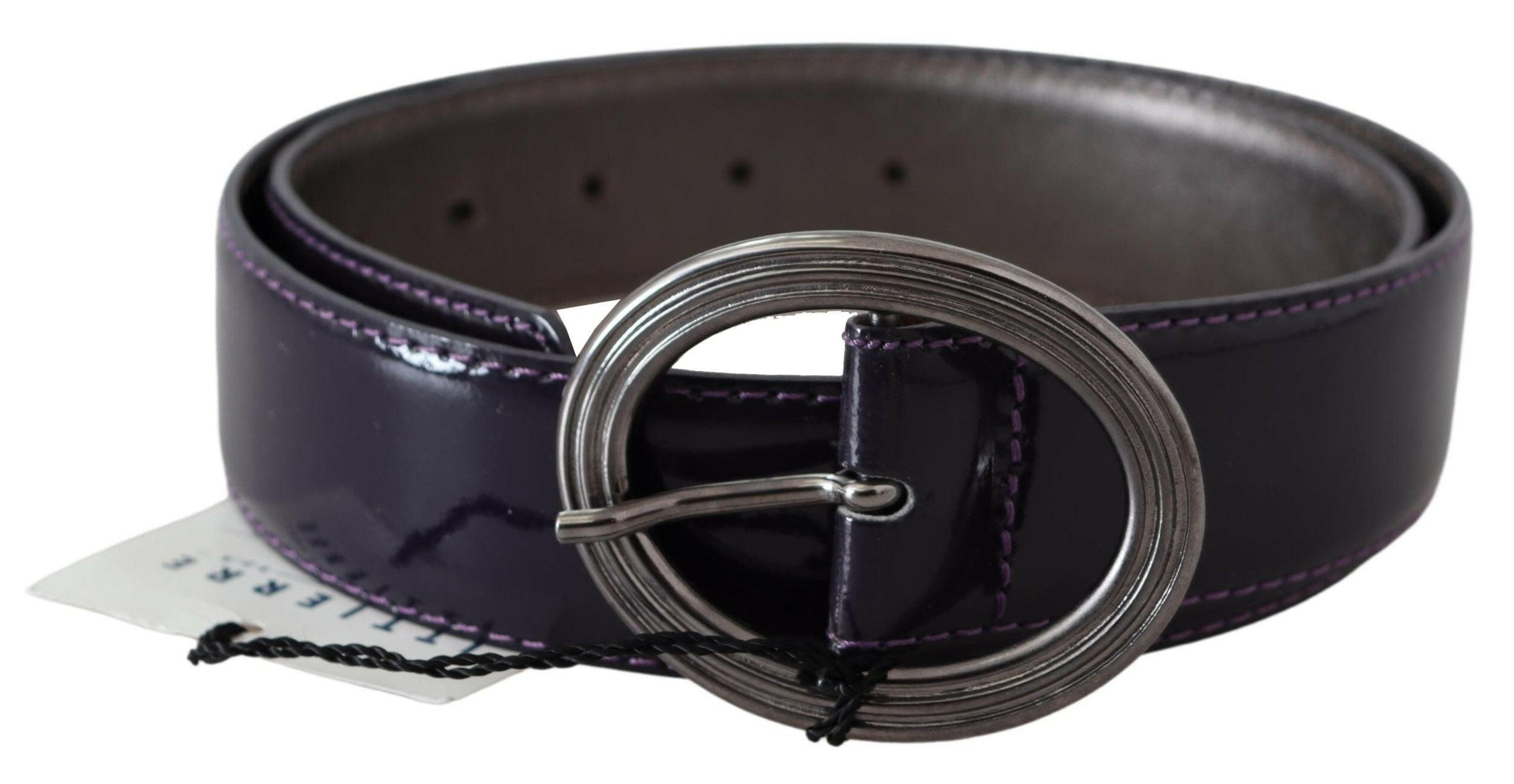 Exte Purple Silver Oval Metal Buckle Waist Leather Belt - GENUINE AUTHENTIC BRAND LLC  