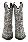 Dolce & Gabbana Black Suede Strass Crystal Cowgirl Boots - GENUINE AUTHENTIC BRAND LLC  