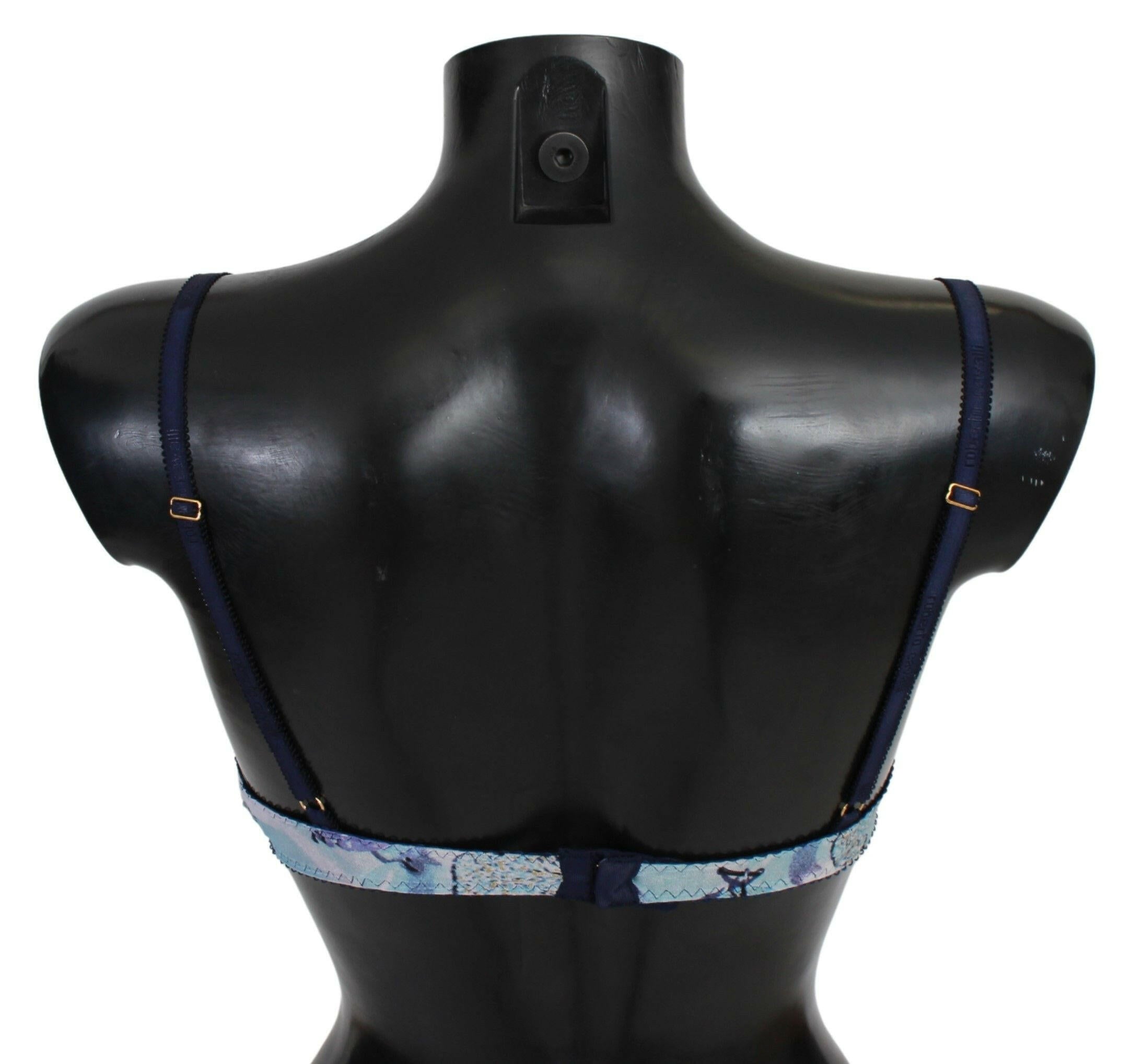 Roberto Cavalli Blue Printed Nylon Reggiseno Bra Underwear - GENUINE AUTHENTIC BRAND LLC  