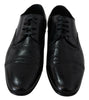 Dolce & Gabbana Black Leather Men Derby Formal Loafers Shoes - GENUINE AUTHENTIC BRAND LLC  