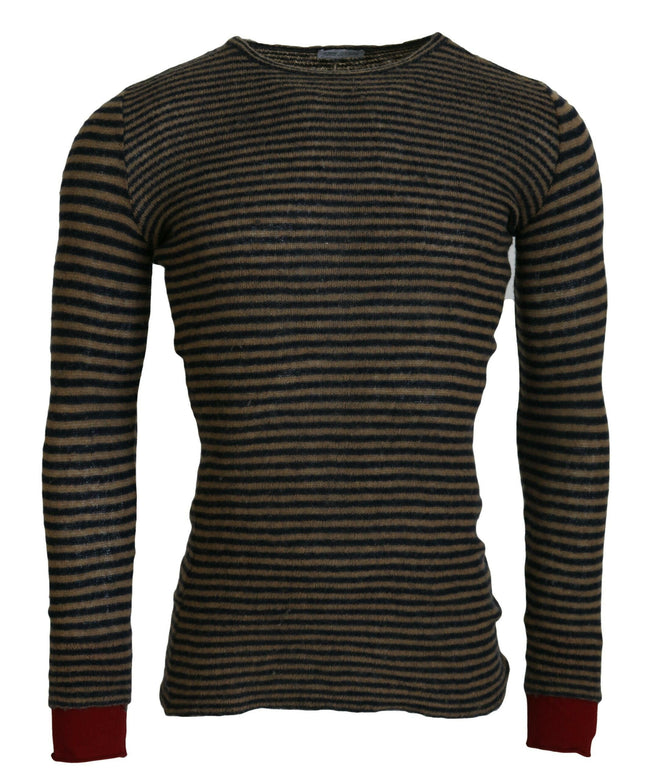 Daniele Alessandrini Multicolor Stripes Wool Crewneck Pullover Sweater - GENUINE AUTHENTIC BRAND LLC  