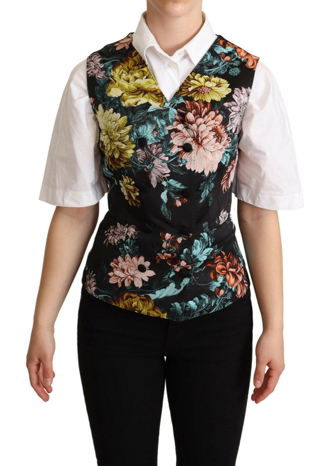 Dolce & Gabbana Black Jacquard Floral Waistcoat Vest - GENUINE AUTHENTIC BRAND LLC  