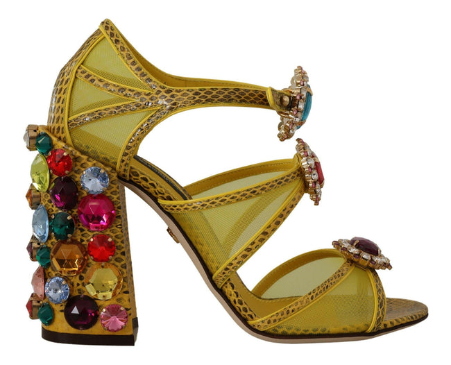 Dolce & Gabbana Yellow Leather Crystal Ayers Sandals Shoes - GENUINE AUTHENTIC BRAND LLC  