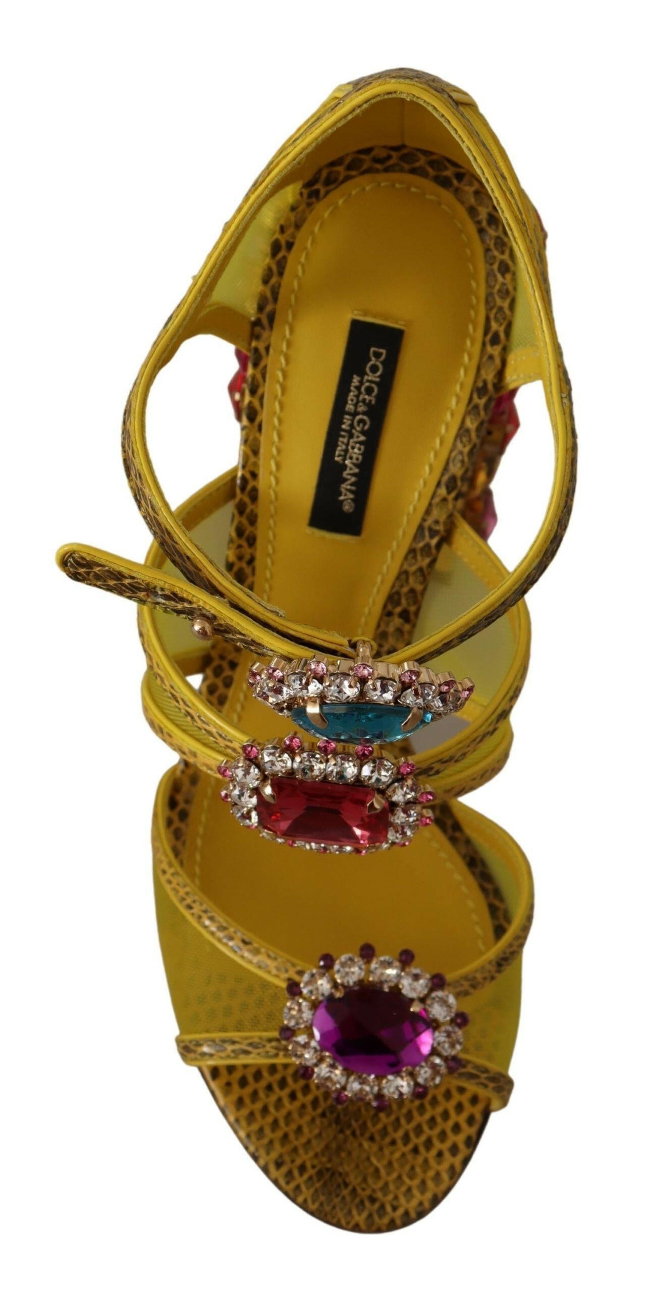 Dolce & Gabbana Yellow Leather Crystal Ayers Sandals Shoes - GENUINE AUTHENTIC BRAND LLC  