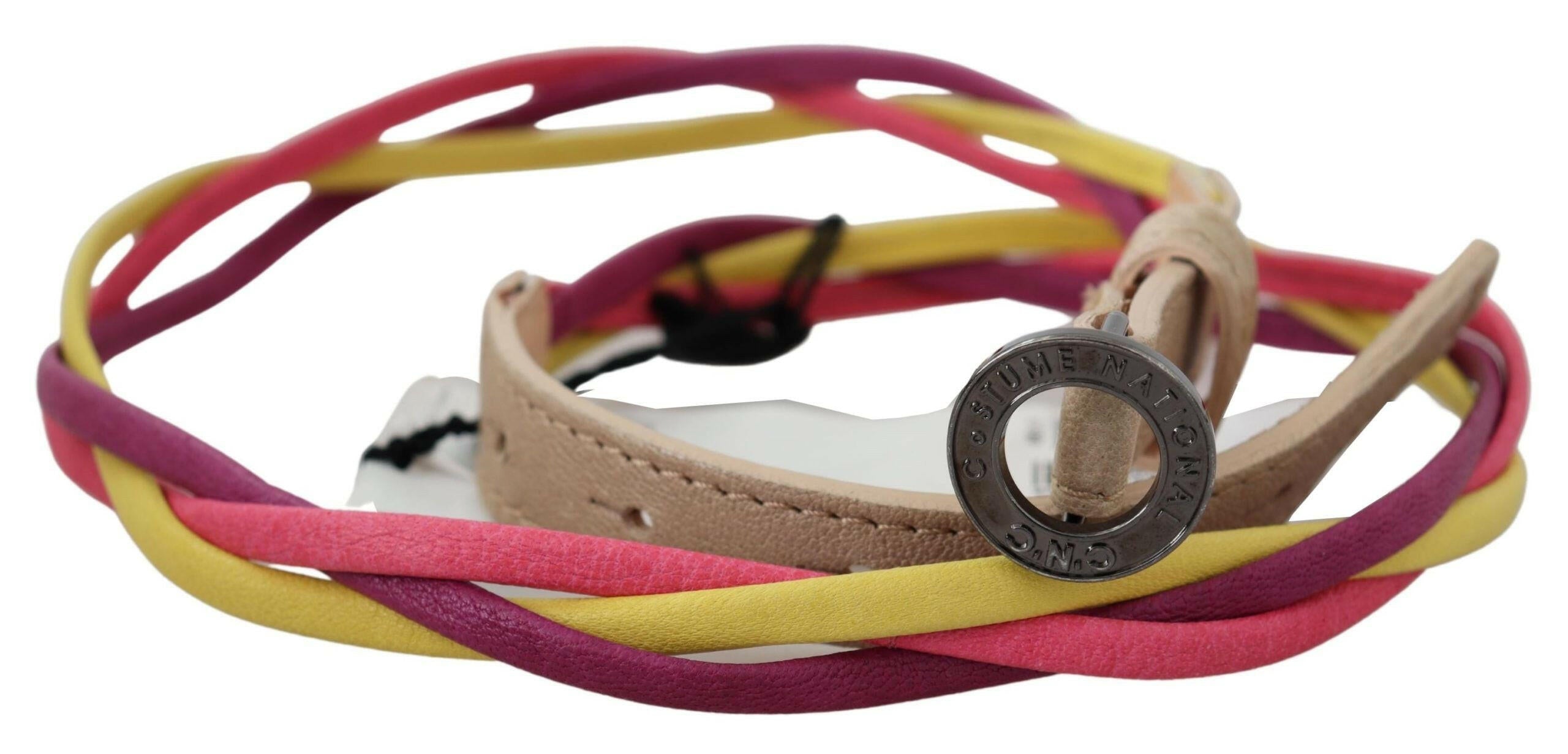 Costume National Multicolor Twisted Leather Circle Buckle Belt - GENUINE AUTHENTIC BRAND LLC  