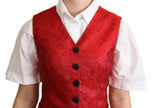 Dolce & Gabbana Red Brocade Leopard Print Waistcoat Vest - GENUINE AUTHENTIC BRAND LLC  