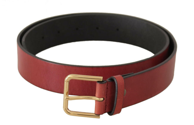 Dolce & Gabbana Red Leather Gold Logo Engraved Metal Buckle Belt - GENUINE AUTHENTIC BRAND LLC  