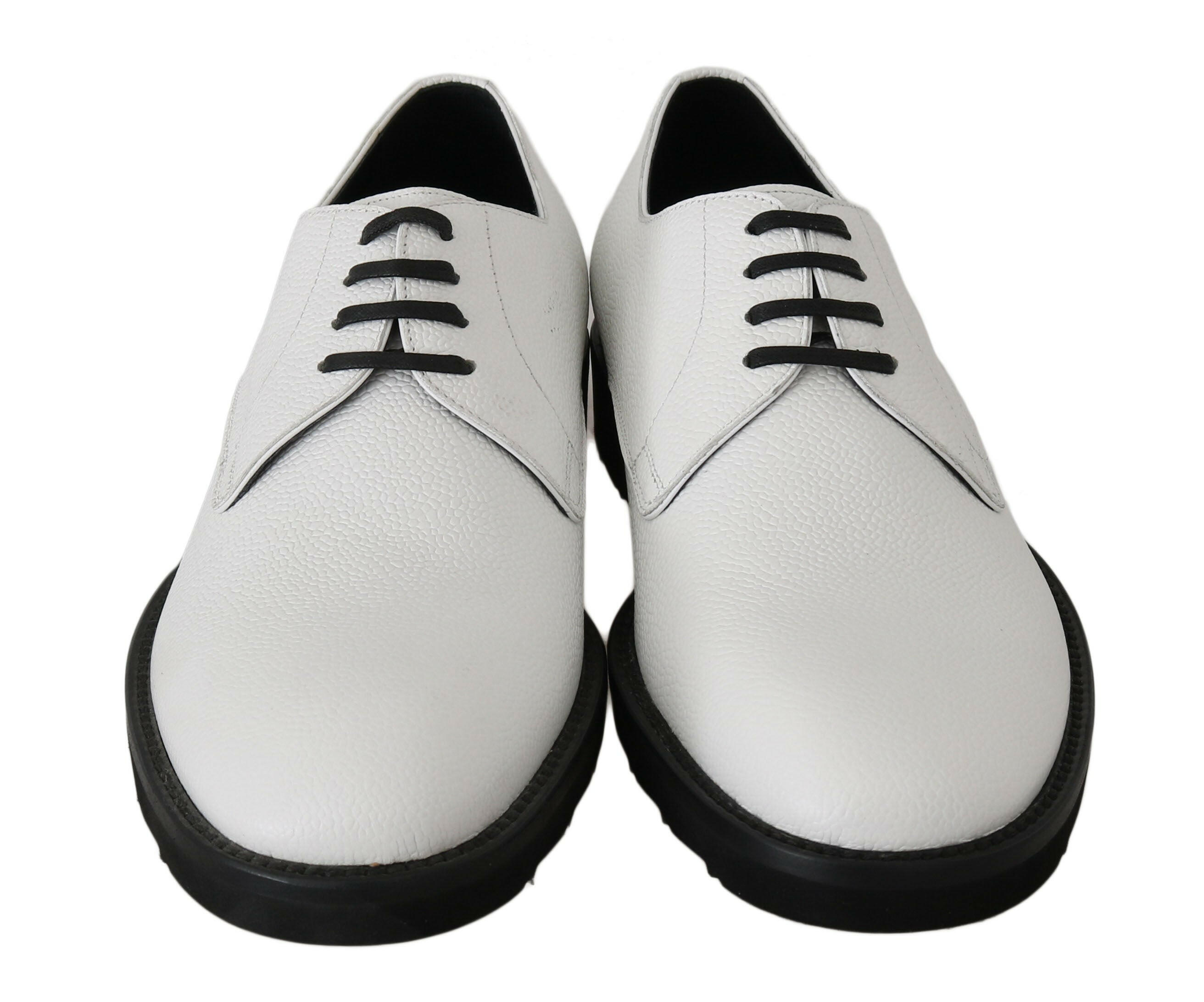 Dolce & Gabbana White Leather Derby Dress Formal Shoes - GENUINE AUTHENTIC BRAND LLC  