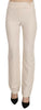 LAUREL White High Waist Silk Blend Flared Dress Trousers Pants - GENUINE AUTHENTIC BRAND LLC  