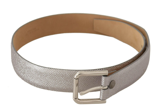 Dolce & Gabbana Metallic Silver Leather Metal Waist Buckle Belt - GENUINE AUTHENTIC BRAND LLC  