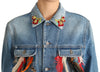 Dolce & Gabbana DENIM Blue Jeans Feather Floral Jacket - GENUINE AUTHENTIC BRAND LLC  