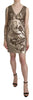 Liu Jo Brown Sequined V-neck Sleeveless Sheath Mini Dress - GENUINE AUTHENTIC BRAND LLC  