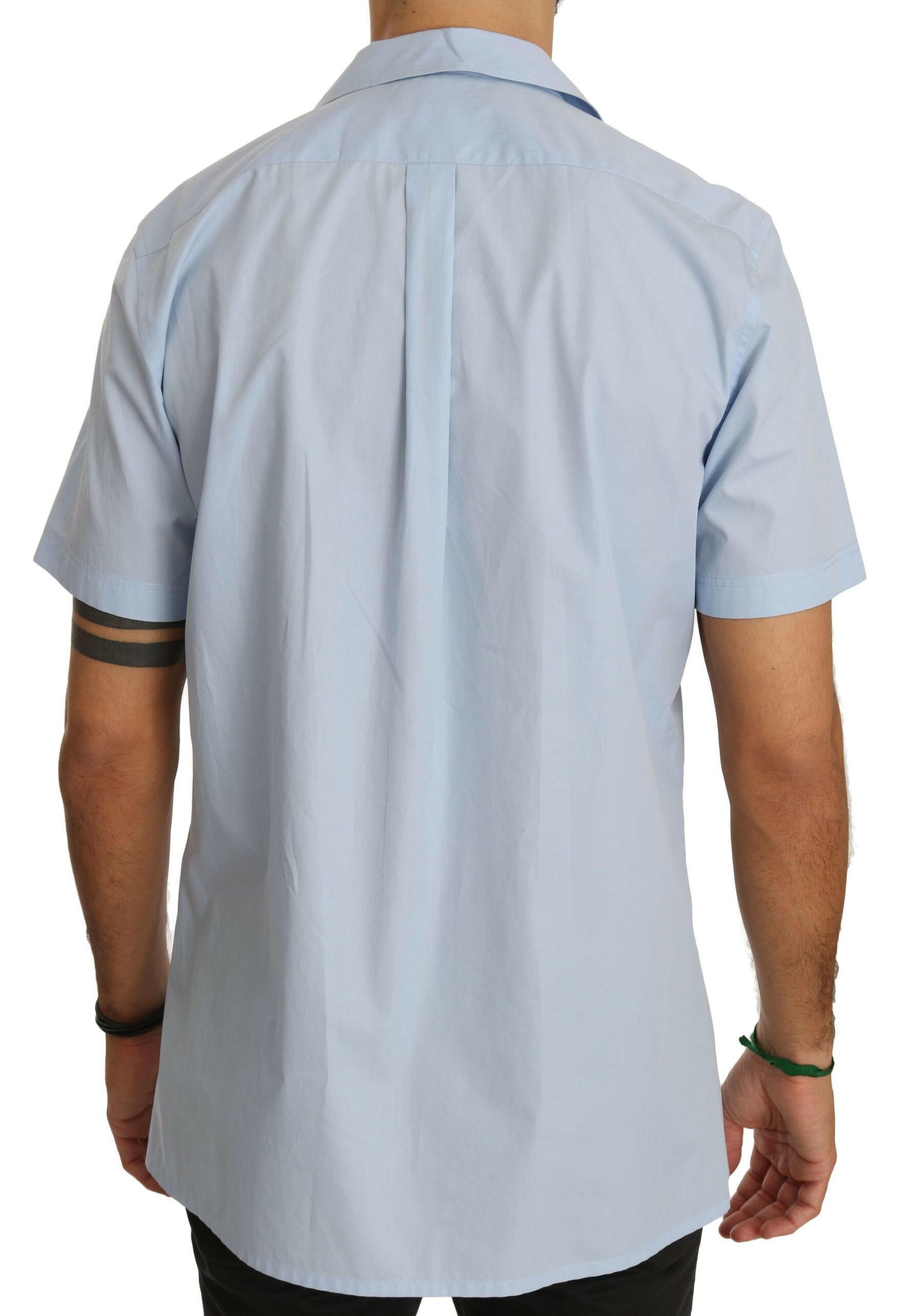 Dolce & Gabbana Blue Short Sleeve 100% Cotton Top Shirt - GENUINE AUTHENTIC BRAND LLC  