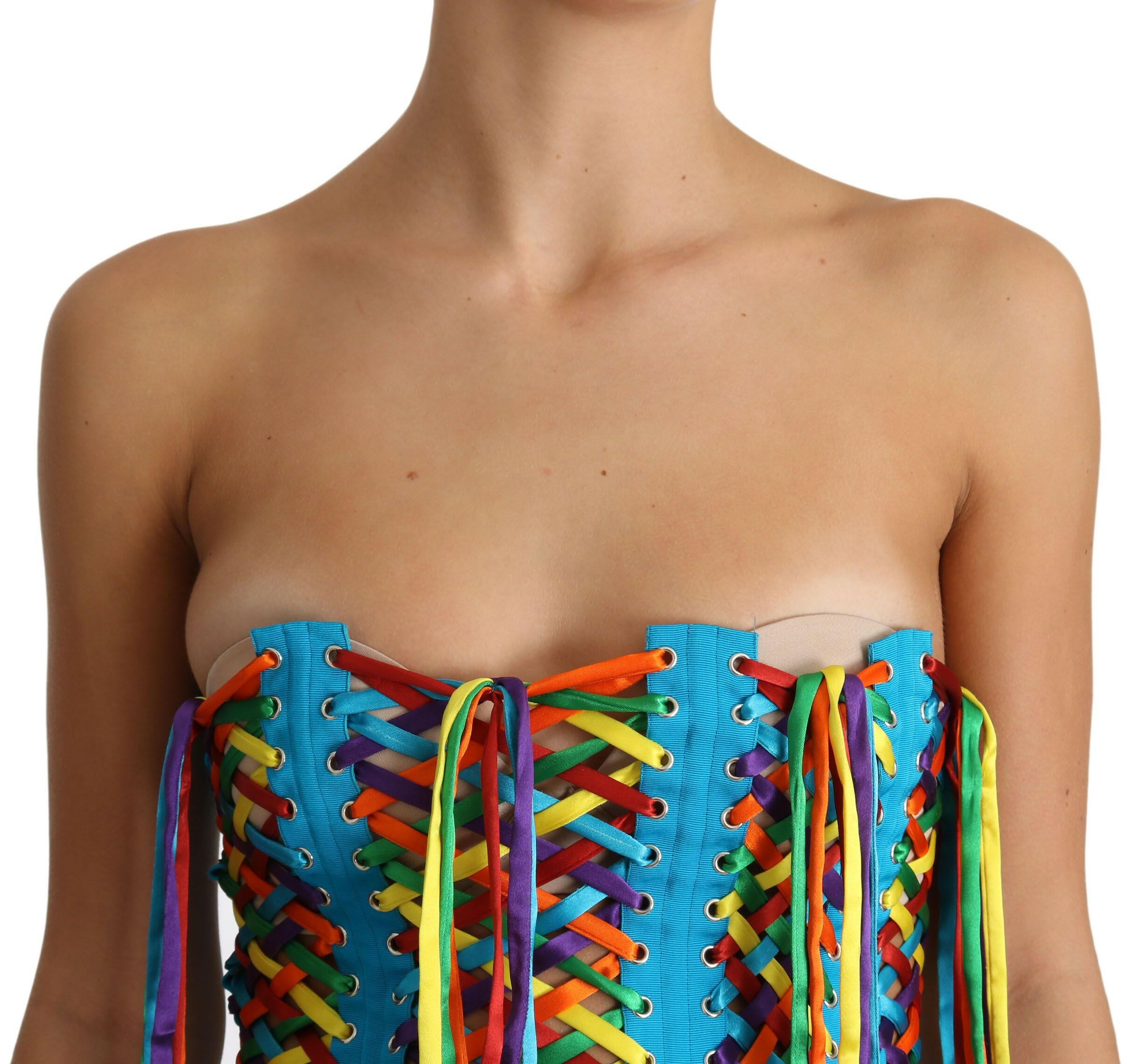 Dolce & Gabbana Multicolor Strings Bustier Polyester Corset  Top - GENUINE AUTHENTIC BRAND LLC  
