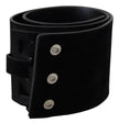 GF Ferre Black Leather Wide Silver Logo Design Buckle Belt - GENUINE AUTHENTIC BRAND LLC  