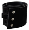 GF Ferre Black Leather Wide Silver Logo Design Buckle Belt - GENUINE AUTHENTIC BRAND LLC  