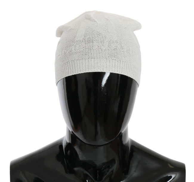 Costume National Beanie White Wool Blend Branded Hat Costume National GENUINE AUTHENTIC BRAND LLC