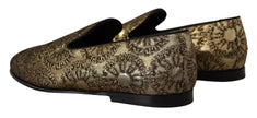 Dolce & Gabbana Gold Jacquard Flats Mens Loafers Shoes - GENUINE AUTHENTIC BRAND LLC  