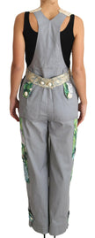 Dolce & Gabbana Gray Overall Jeans Gray Denim Crystal Hortensia - GENUINE AUTHENTIC BRAND LLC  