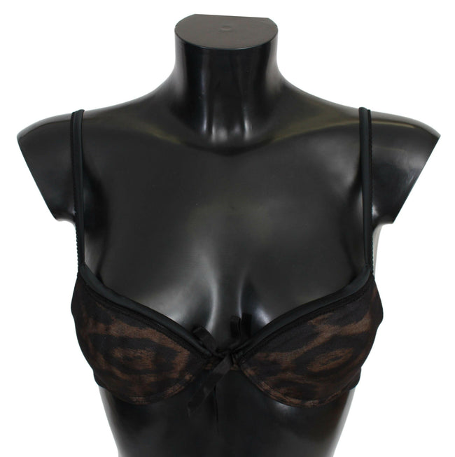Roberto Cavalli Black Leopard Nylon Push Up Bra Underwear - GENUINE AUTHENTIC BRAND LLC  