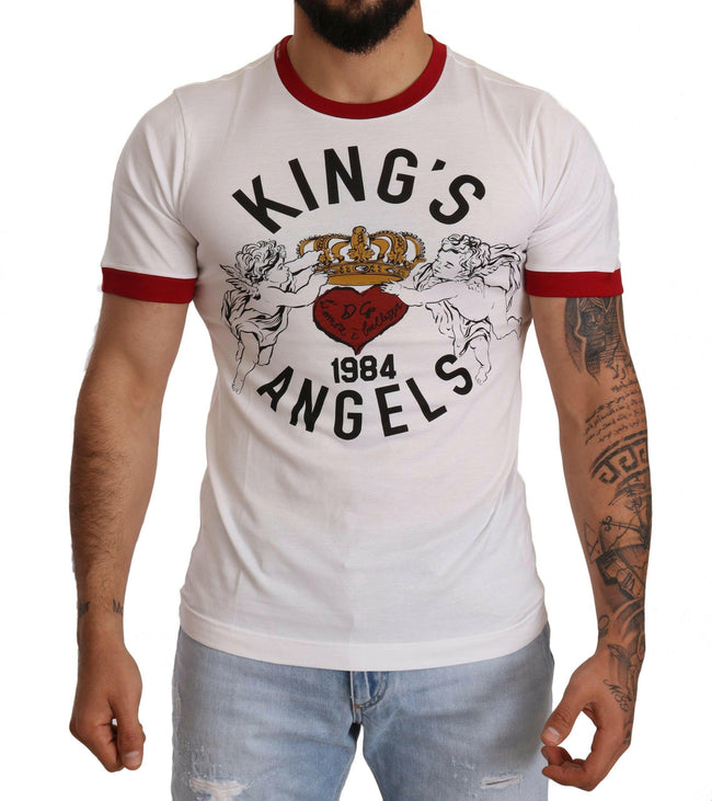 Dolce & Gabbana White Kings Angels Print Cotton T-shirt - GENUINE AUTHENTIC BRAND LLC  