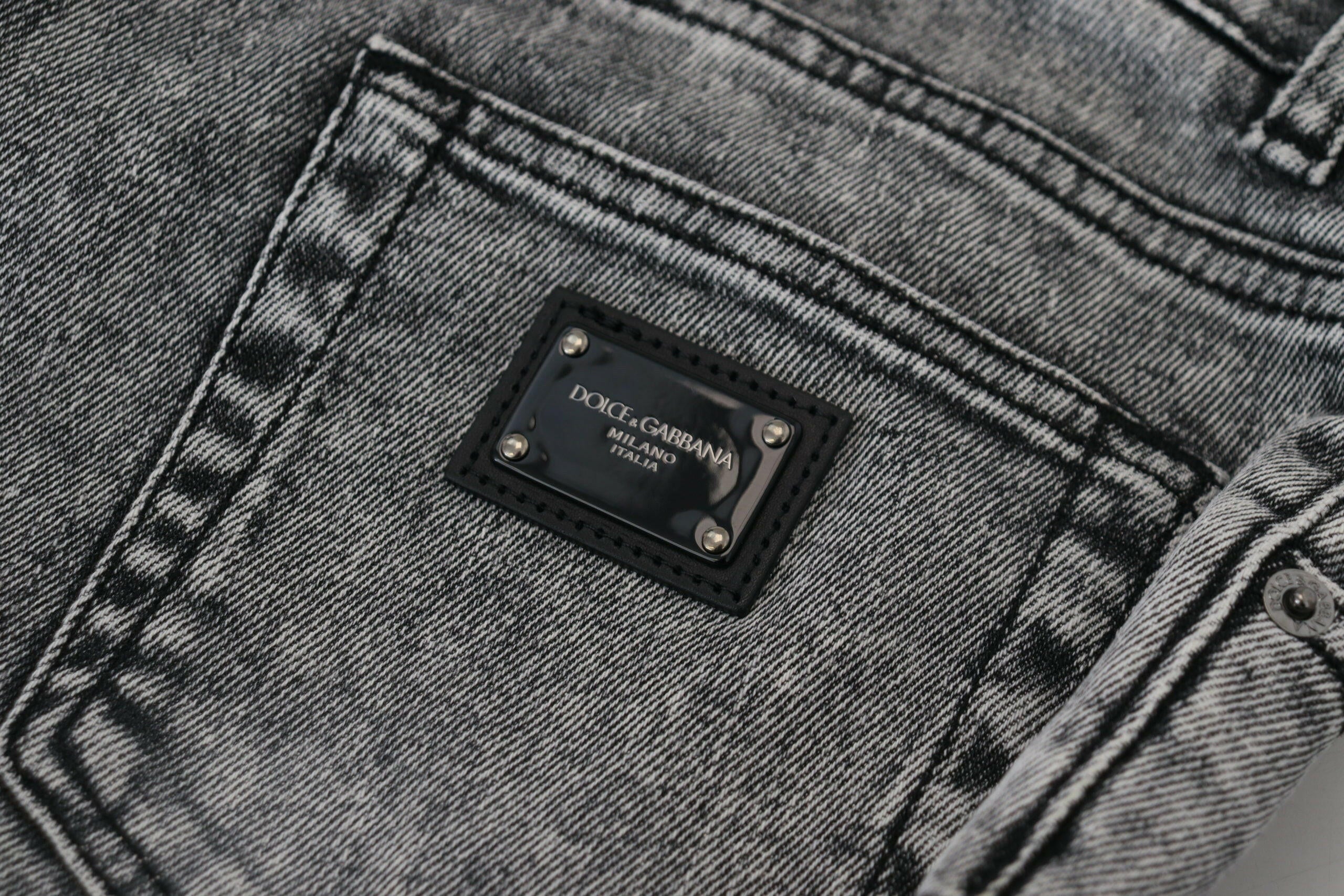 Dolce & Gabbana Gray Washed Cotton Low Waist Denim Jeans - GENUINE AUTHENTIC BRAND LLC  