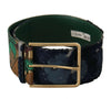 Dolce & Gabbana Green Jacquard Embroid Leather Gold Metal Buckle Belt - GENUINE AUTHENTIC BRAND LLC  