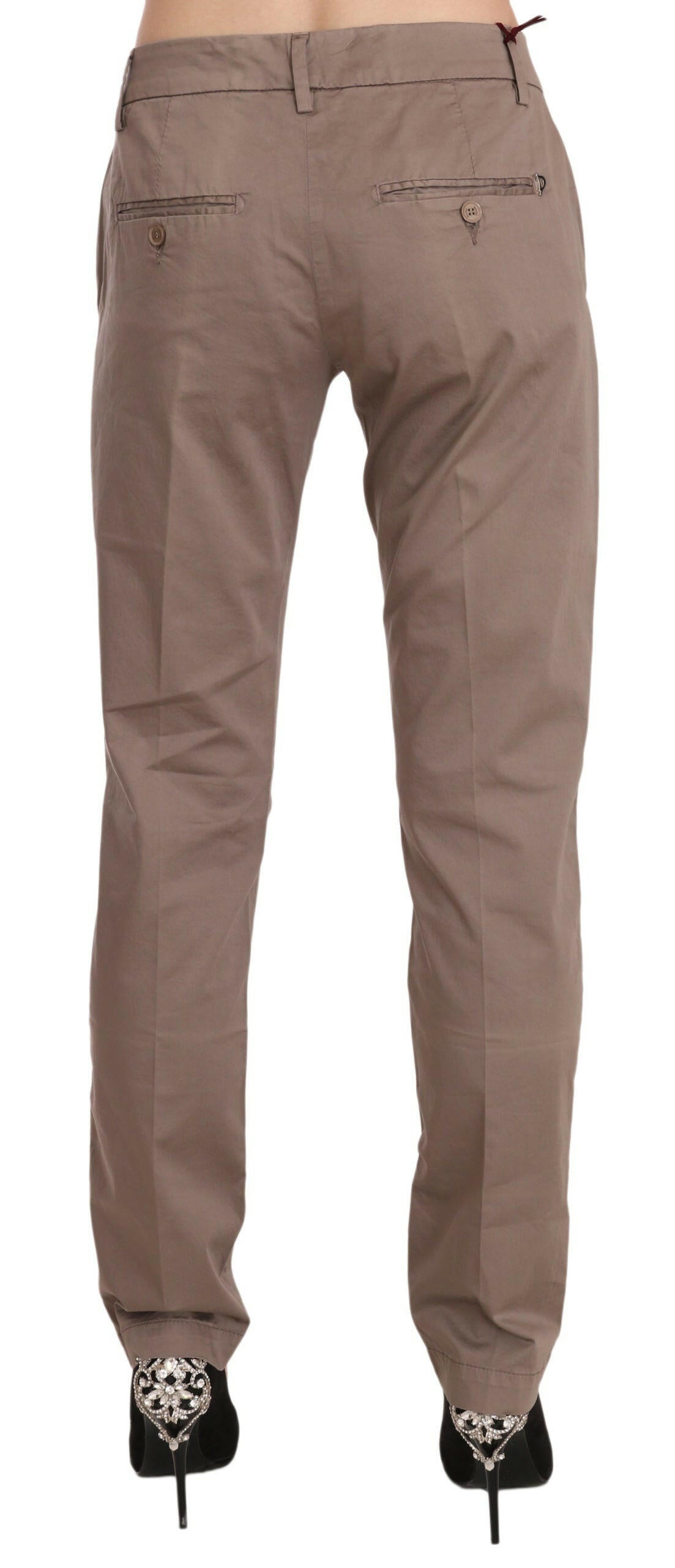 Dondup Brown Low Waist Straight Cut Trouser Pant - GENUINE AUTHENTIC BRAND LLC  