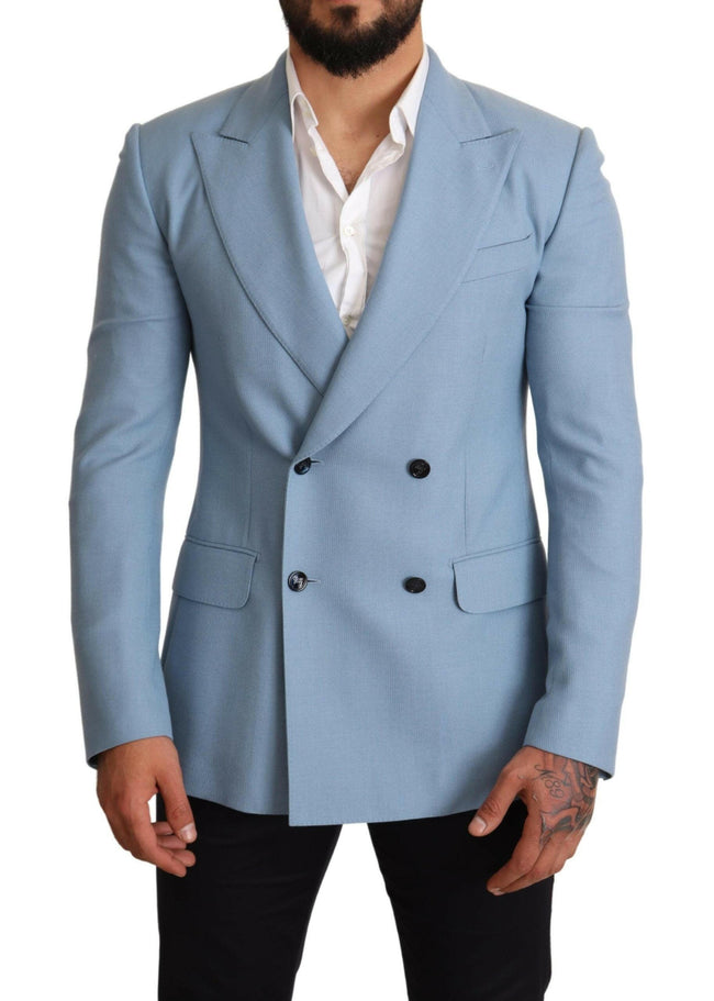Dolce & Gabbana Blue Cashmere Silk Slim Fit Blazer Jacket - GENUINE AUTHENTIC BRAND LLC  