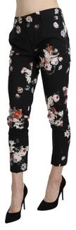 Dolce & Gabbana Black Angel Floral Cropped Trouser Wool Pants - GENUINE AUTHENTIC BRAND LLC  