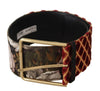 Dolce & Gabbana Multicolor Wide Leather Floral Gold Metal Buckle Belt - GENUINE AUTHENTIC BRAND LLC  