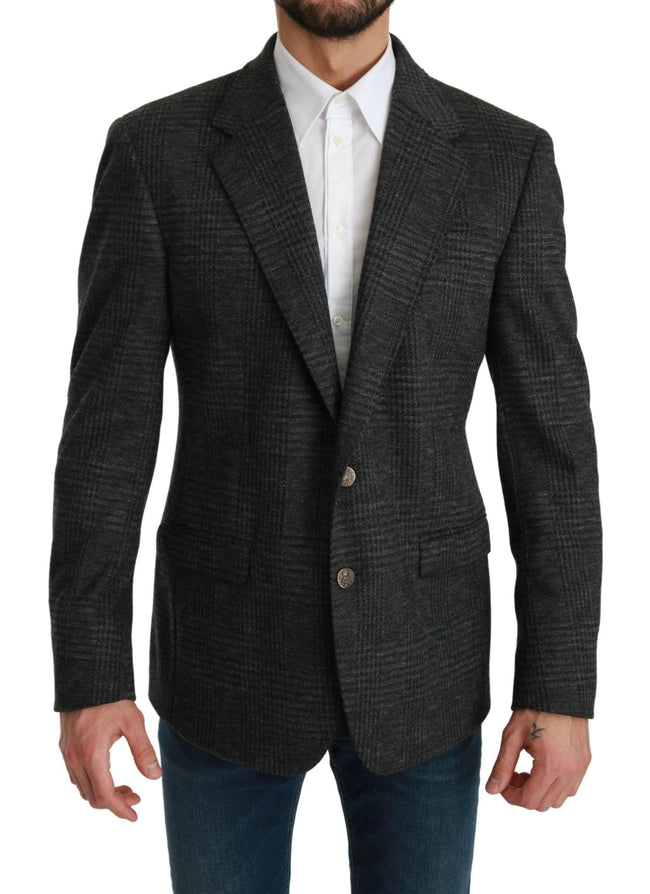 Dolce & Gabbana Gray Plaid Check Wool Formal Jacket Blazer - GENUINE AUTHENTIC BRAND LLC  