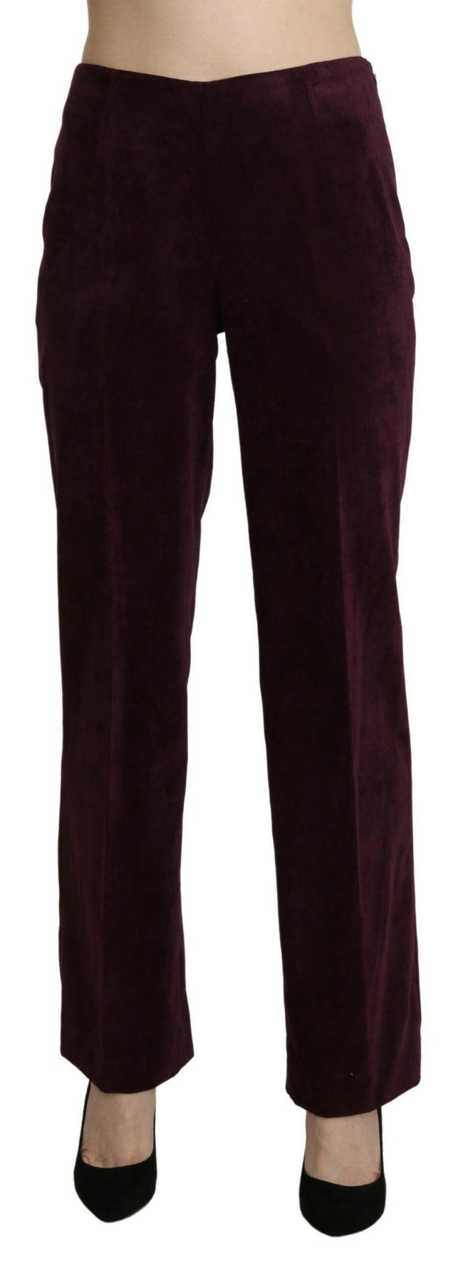 BENCIVENGA Purple Suede High Waist Straight Trouser Pants - GENUINE AUTHENTIC BRAND LLC  
