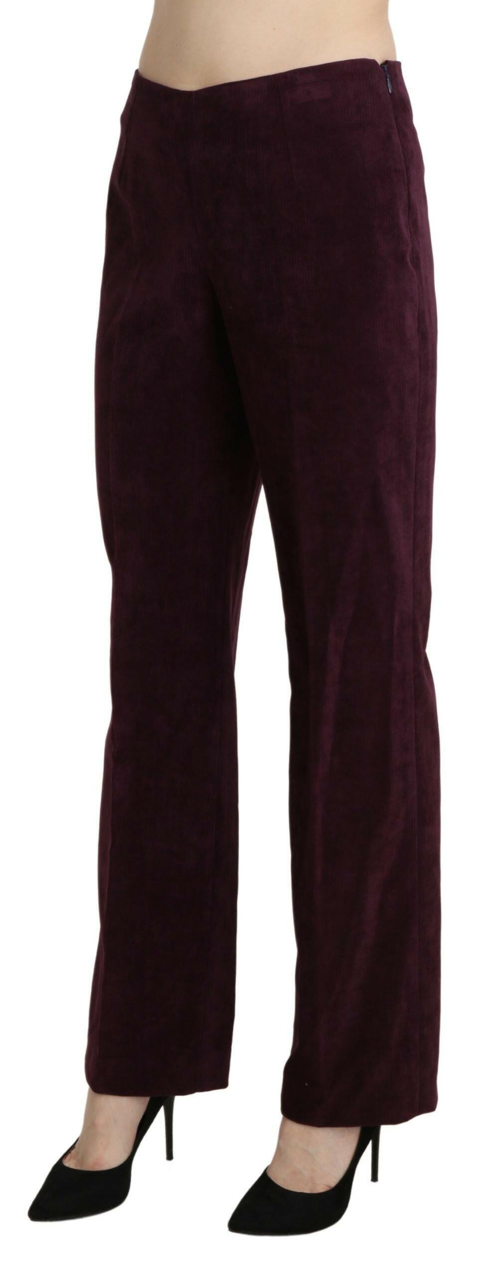 BENCIVENGA Purple Suede High Waist Straight Trouser Pants - GENUINE AUTHENTIC BRAND LLC  