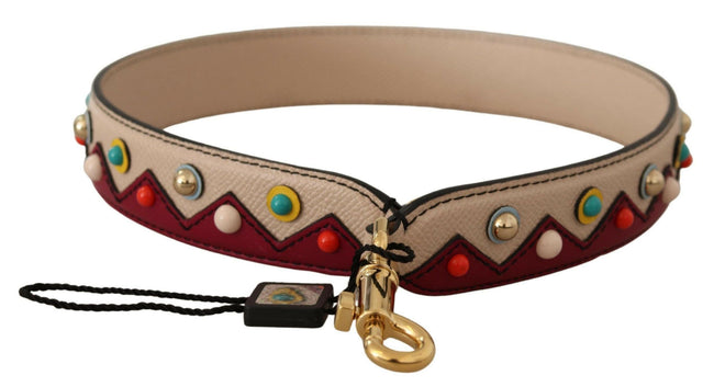 Dolce & Gabbana Beige Red Handbag Accessory Leather Shoulder Strap - GENUINE AUTHENTIC BRAND LLC  