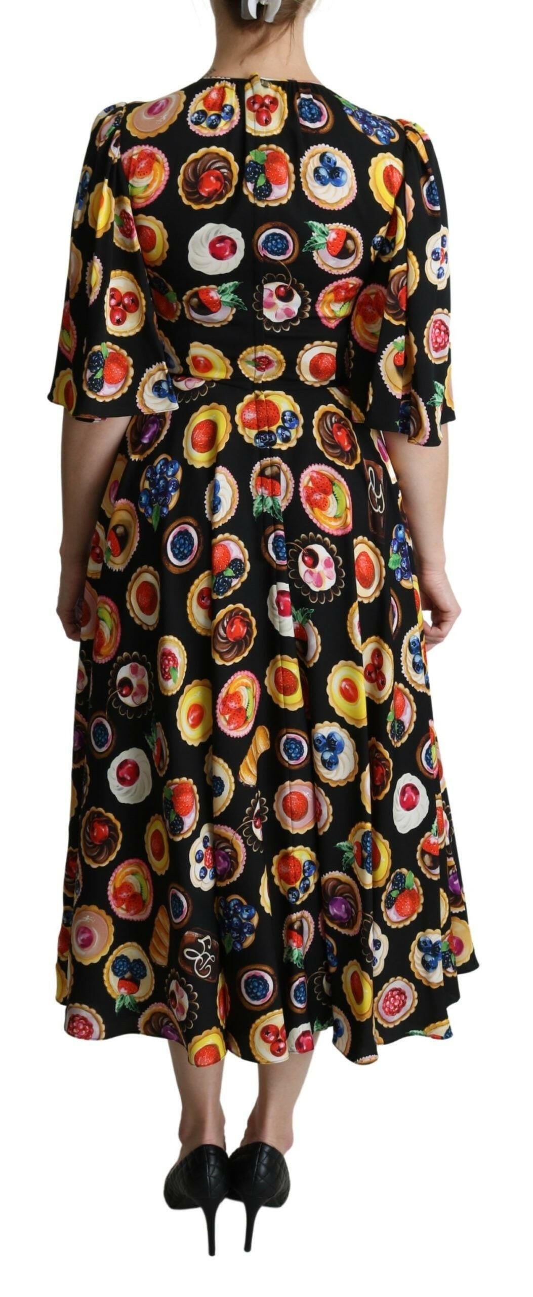 Dolce & Gabbana Multicolor Desserts A-line Maxi Silk Pie Dress - GENUINE AUTHENTIC BRAND LLC  