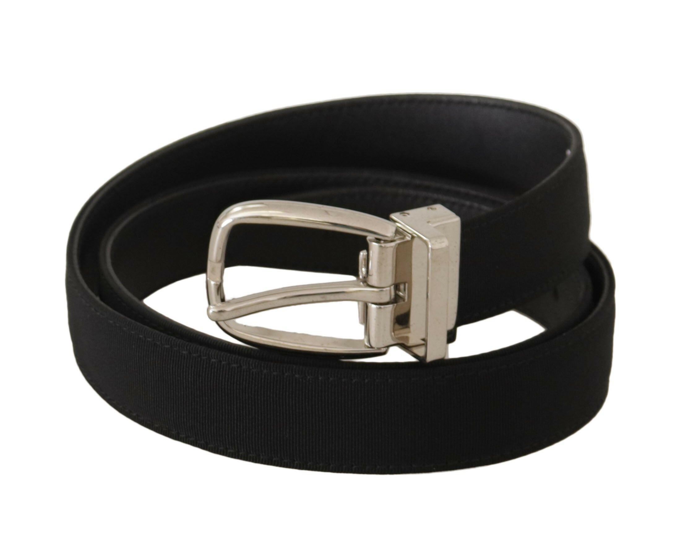 Dolce & Gabbana Belt Black Calf Leather Silver Tone Metal Buckle - GENUINE AUTHENTIC BRAND LLC  
