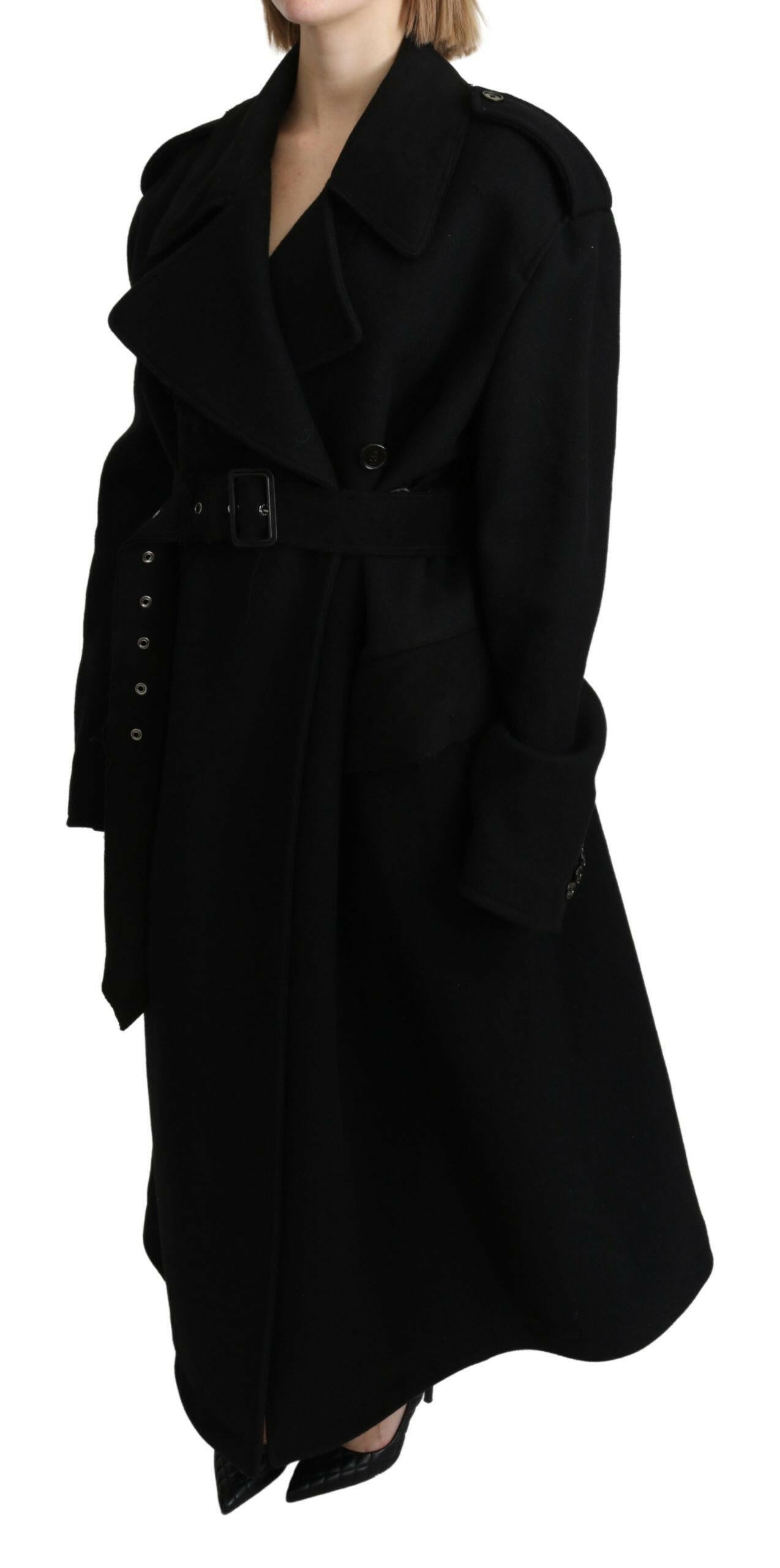 Dolce & Gabbana Virgin Wool Black Blazer Trenchcoat Jacket - GENUINE AUTHENTIC BRAND LLC  