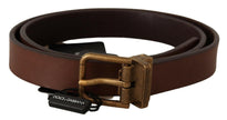 Dolce & Gabbana Brown Leather Rustic Buckle Cintura Belt - GENUINE AUTHENTIC BRAND LLC  
