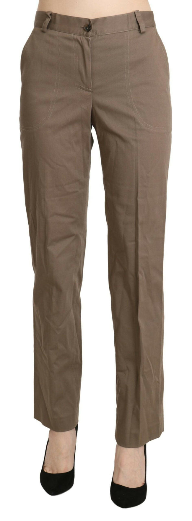BENCIVENGA Brown High Waist Straight Dress Trouser Pants - GENUINE AUTHENTIC BRAND LLC  