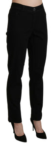 BENCIVENGA Black High Waist Straight Casual Trouser Pant - GENUINE AUTHENTIC BRAND LLC  