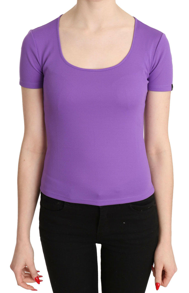 GF Ferre Purple 100% Polyester Short Sleeve Top  Blouse - GENUINE AUTHENTIC BRAND LLC  