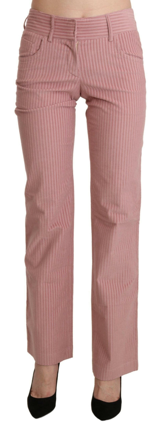 Ermanno Scervino Chic Pink Mid Waist Straight Trousers.