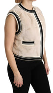 Dolce & Gabbana Beige Fur Sleeveless Vest Polyester Top - GENUINE AUTHENTIC BRAND LLC  