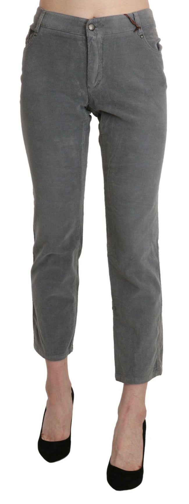 Ermanno Scervino Gray Cropped Cotton Stretch Trouser Pants - GENUINE AUTHENTIC BRAND LLC  