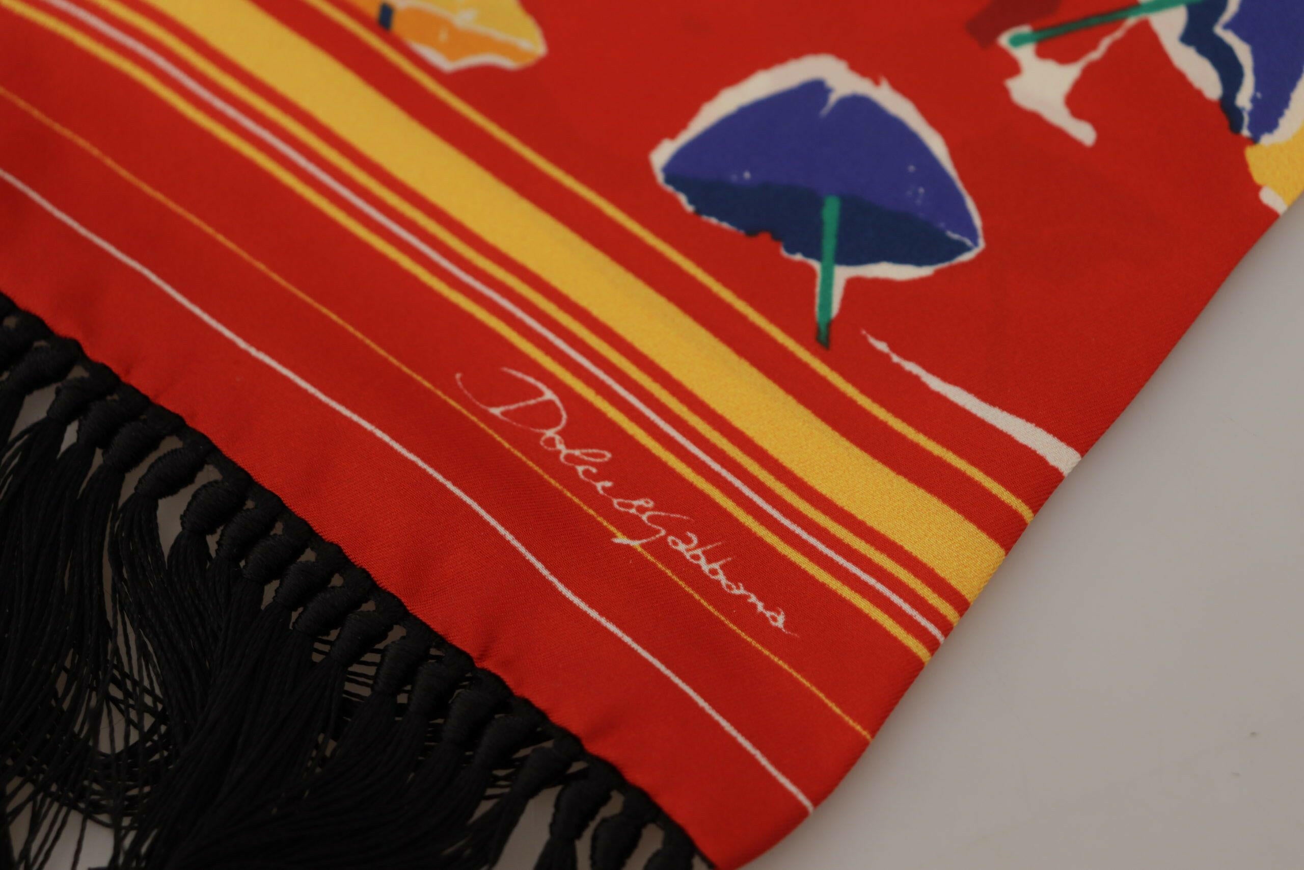 Dolce & Gabbana Multicolor DG Umbrellas Print Shawl Fringe Scarf - GENUINE AUTHENTIC BRAND LLC  